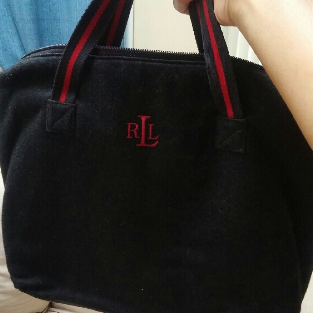 Lauren Ralph Lauren Black Tote Bag with Red Accents - Picture 2 of 4